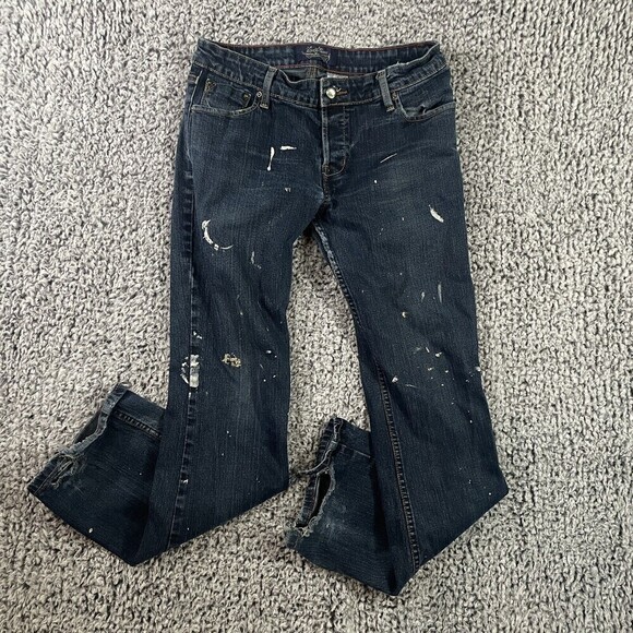 Levi Strauss Signature Series Jeans Paint Splatter Boot Cut Dark Wash Juniors 9 - Picture 1 of 10